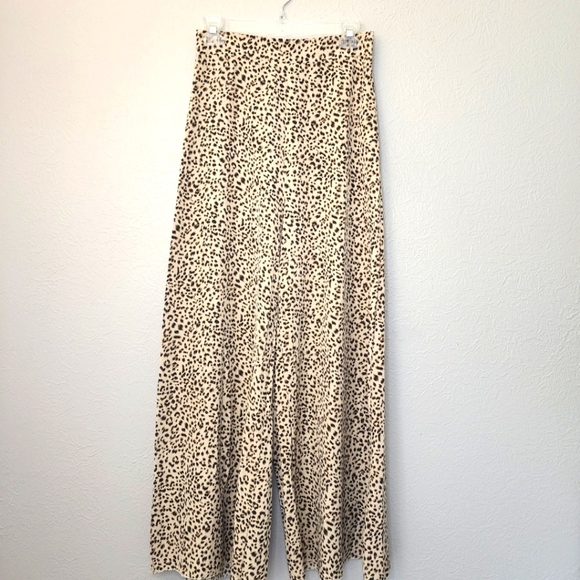 Leopard Print Wide-Leg Pants Woman's Size S Sheer Animal Print Party Box A - Picture 1 of 10